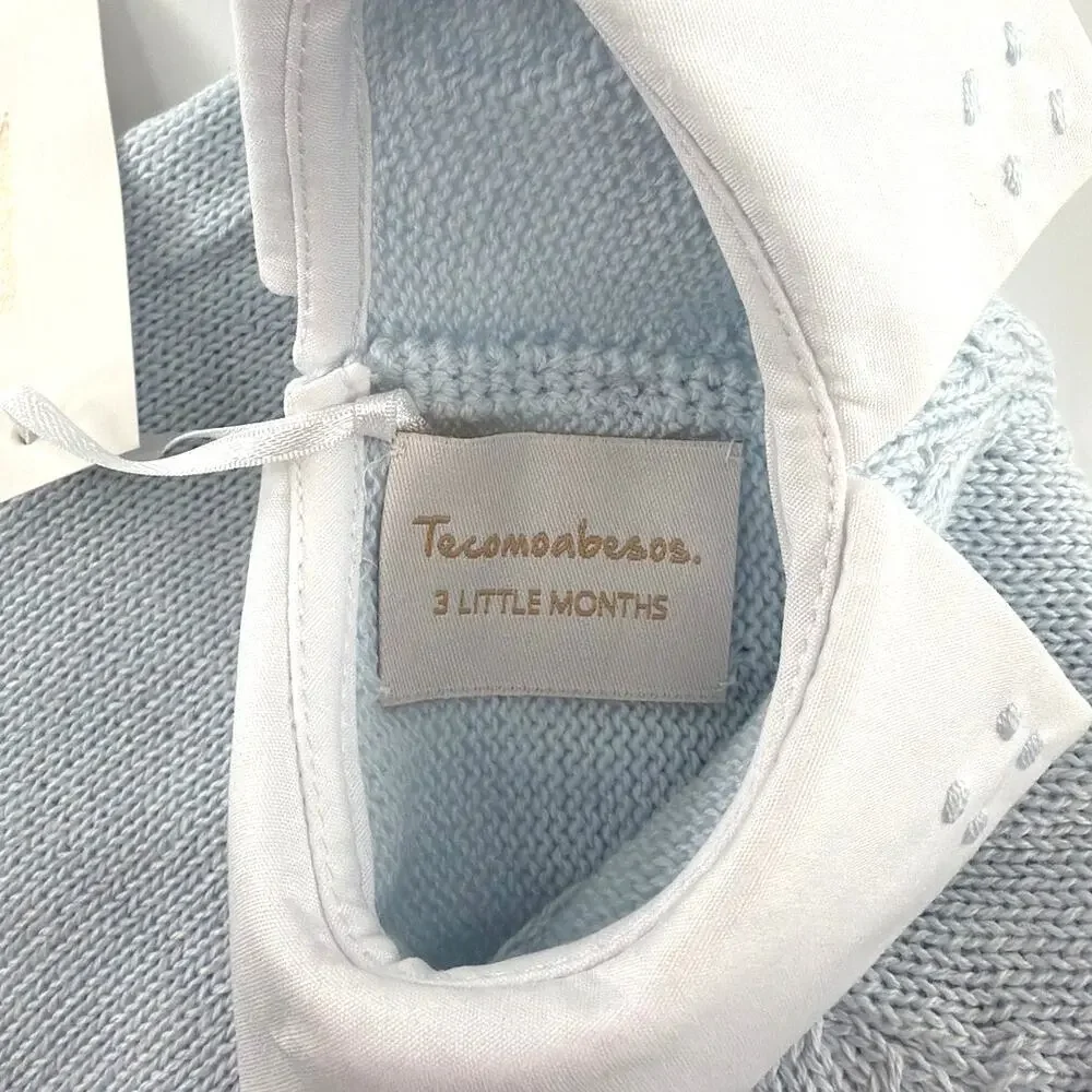 Tecomoabesos Baby Boy Short Leg Knit Romper Blue Size 3M